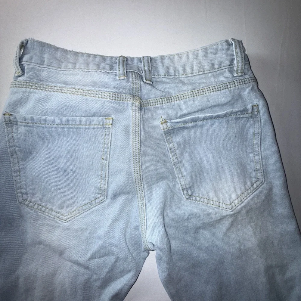 Mens Light Blue Denim Jeans With Red Bat & Skeleton Print Size 28 Streetwear‎